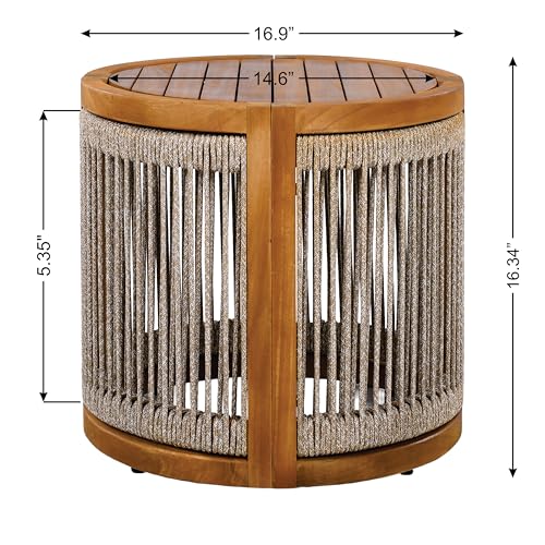 Christopher Knight Home Ayla 7-Seater Patio Furniture Set with Coffee Table, Set of 4 Outdoor Swivel Accent Chair and Sofa Set, 5 Piece Outdoor Acacia Wood Conversation Set with Cushion, Teak+Beige
