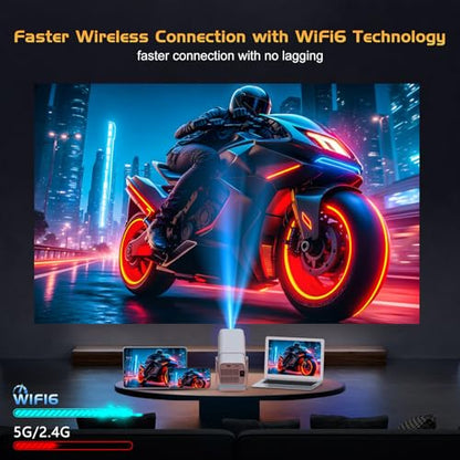 【Netflix App Available】TMY Projector with Built in Apps, 1080P Movie Projector with WiFi and Bluetooth, 270° Rotatable Outdoor Projector for Phone/PC/HDMI/USB (white)