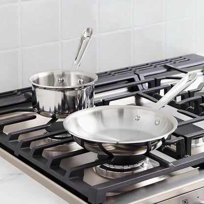 All-Clad D3 Stainless Steel 2 Piece Cookware Set- Made in USA- Includes 8" Frying Pan and 1 Qt Saucepan - Professional Grade -Oven Safe & Induction Compatible