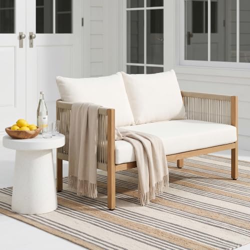 DAYARUS Wicker Patio Sofa Furniture Outdoor Loveseat Balcony Couch, Beige