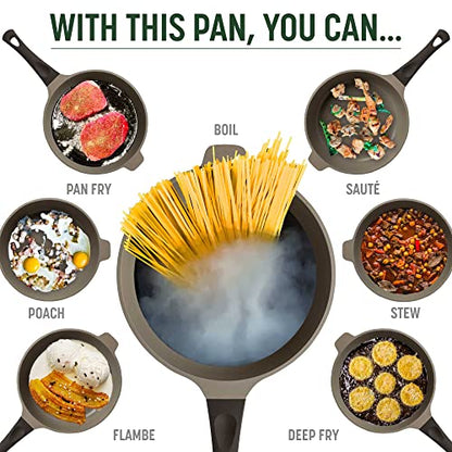 Goodful All-in-One Pan, Multilayer Nonstick, High-Performance Cast Construction, Multipurpose Design Replaces Multiple Pots and Pans, Dishwasher Safe Cookware, 11-Inch, 4.4-Quart Capacity, Graphite