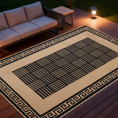 YONILE LED Outdoor Rug 8x10 ft Waterproof for Patios Clearance,Reversible Outdoor Plastic Straw Rug, RV Mat Outside, Indoor Outdoor Carpet for Porch, Deck, Backyard, Balcony, Picnic