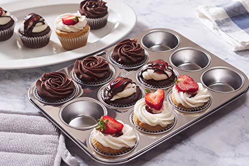 Fox Run Muffin and Cupcake Pan, 12 Standard Cup Stainless Steel Muffin Pan