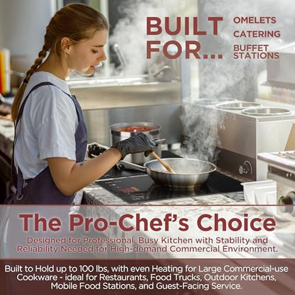 ChangBERT Built-in & Countertop Induction Cooktop, NSF-Certified Commercial Grade Single Induction Burner, Large 8” Heating Coil, Low Noise, Precise Temperature Control for Apartments RVs Food Station