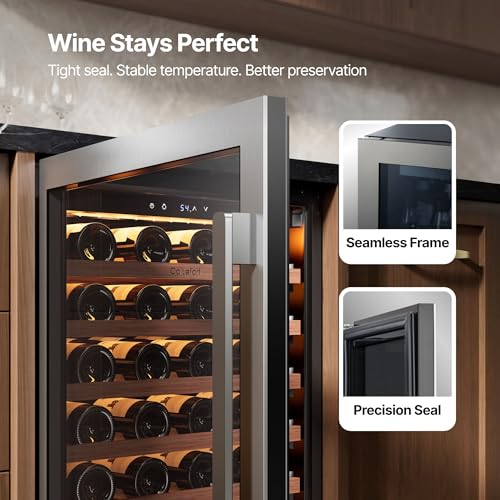 Ca'Lefort 24 Inch Wine Fridge，61 Bottle Built-in Freestanding Wine Cooler
