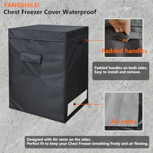 YANGSHILEI Chest Freezer Cover Deep Freezer Covers for Outside 7.0 Cubic Feet Freezer，Top with Zipper to Open Waterproof and UV protection Extend their Service Life (38"W×23"D×34"H)