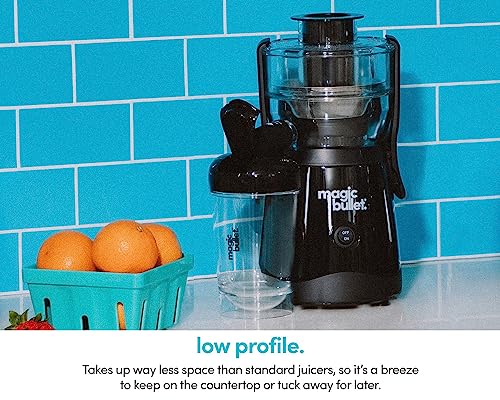magic bullet Mini Juicer, Countertop Space-Saving, 2" Feed Chute for Fruits and Vegetables, 400W, 16oz Cup, Compact Design, Black, MBJ50100AK