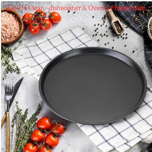 Cyoufine12 Inch Pizza Pan, Stainless Carbon-Steel Pizza Tray for Baking, Black Nonstick Round Baking Sheet Plate for Home Kitchen