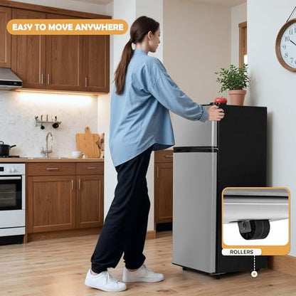 Manastin 4.5 Cu.Ft Mini Fridge with Freezer, 2-Door Small Refrigerator with 7-Level Adjustable Thermostat, Quiet Compact Fridge for Bedroom, Apartment, Dorm, Office 1-piece