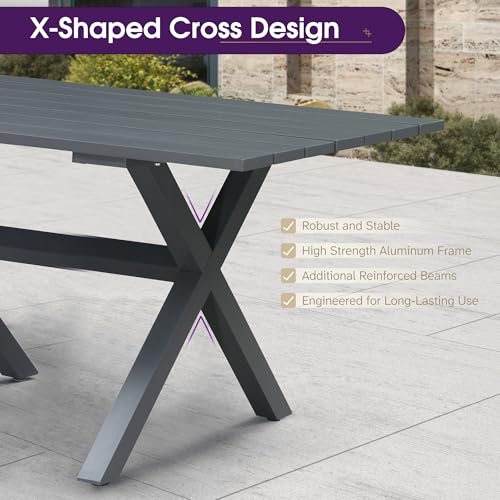 PURPLE LEAF 11 Pieces Patio Dining Set Grey Aluminum Table and Taupe Chairs