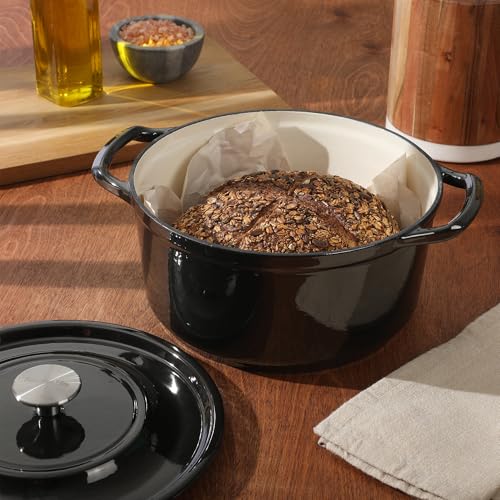 Kenmore Oak Park 5-Quart Cast Iron Dutch Oven Casserole With Lid With Metallic Enamel - Gunmetal Grey