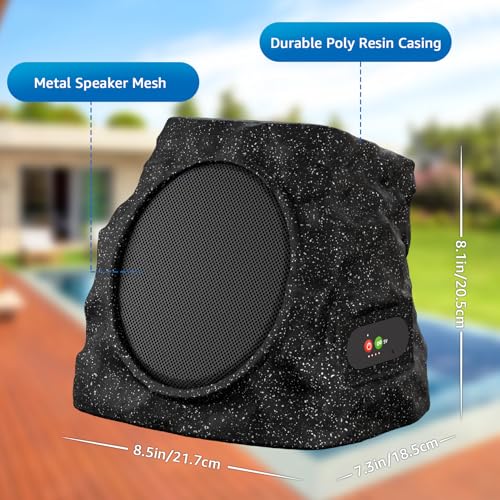 uuffoo 2-Pack Rock Speakers Outdoor Waterproof with RGB Color Lights Multi-Sync Up to 100 Speakers,Auto-Pairing,Solar-Powered and USB Charging for Patio Pool Party Yard Garden Outside