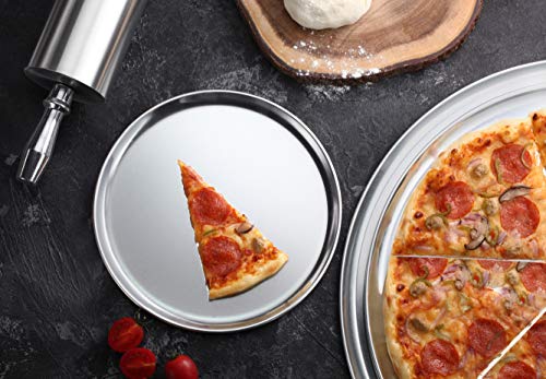 New Star Foodservice 51032 Restaurant-Grade Aluminum Pizza Pan, Baking Tray, Coupe Style, 14-Inch, Pack of 6