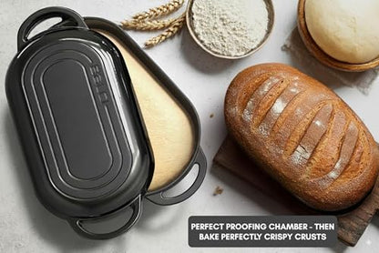 Enameled Dutch Oven - 3.5 Qt Cast Iron Pot with Lid - Bread Pan for Sourdough Bread Baking, Slow Cooker, Dual Handles, Great for Roasting & Cooking, Premium Bakeware