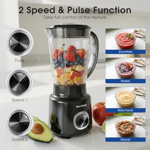 REXYHOME Blender, 700W Countertop Blenders for Kitchen, 50oz BPA-Free Jar, 3-Speed Blender for Smoothies, Shakes, Ice Crushing & Frozen Fruit
