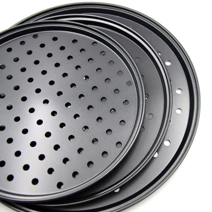 Handook Pizza Pan Set, Carbon Steel Pizza Pan with Holes, for Oven Baking Supplies & Home, Kitchen, Restaurant（9 Inch &10 Inch &12 Inch）