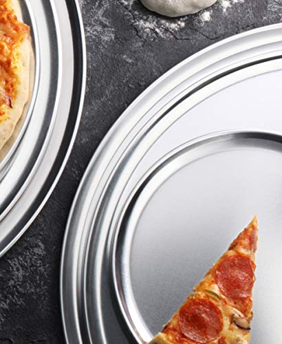 New Star Foodservice 51032 Restaurant-Grade Aluminum Pizza Pan, Baking Tray, Coupe Style, 14-Inch, Pack of 6