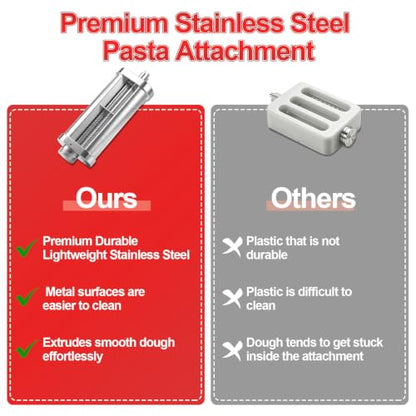 3-in-1 Pasta Maker Attachment for KitchenAid Mixer, Metal Pasta Accessories