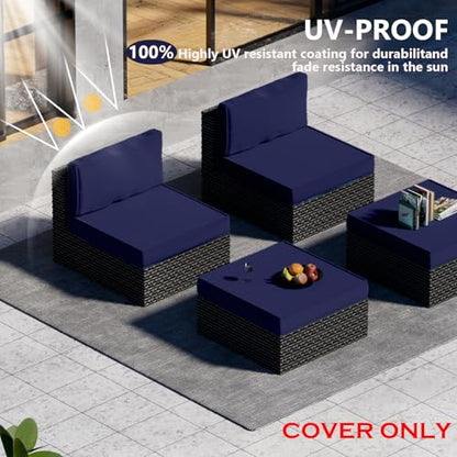 Cethytirko 9 Piece Outdoor Patio Waterproof Cushion Covers, Fits 4-Seat Wicker Rattan Sectional Couch Chair Furniture Cover Replacement Set - Fade-Resistant Patio Cushion Covers with Zipper