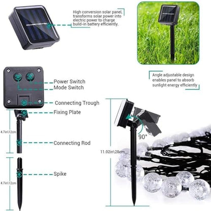 Toodour Solar String Lights Outdoor Waterproof, 56ft 100 LED Globe String Light with 8 Mode, Crystall Ball Lights Solar Patio Lights for Garden, Lawn, Patio, Gazebo, Yard, Outdoor Decor - Warm White