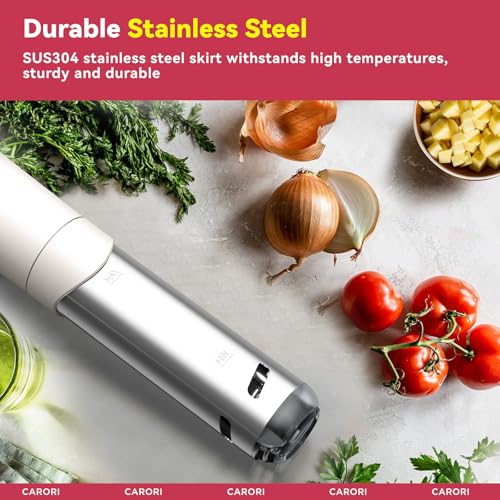 Carori Sous Vide Machine 1100W, Sous Vide Precision Cooker, Ultra Quiet Immersion Circulator with Recipes, Accurate Temperature and Time Control with Adjustable Clamp, Brushless Motor, White