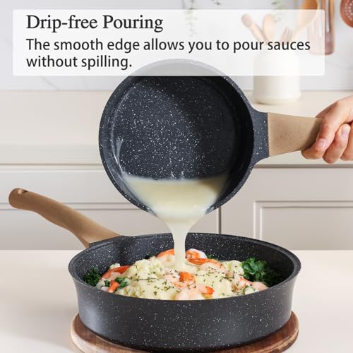 AnimoZest Nonstick Saucepan with Lid, 3.5 Quart German Greblon Ceramic Sauce Pan, Non Toxic Sauce Pot with Cover for Multipurpose Use, PTFE, PFOA & PFAS Free, Induction Compatible.