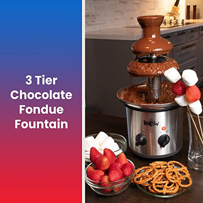 Total Chef 3 Tier Chocolate Fountain Machine – Mini Fondue Fountain for Chocolate, Cheese & Dessert – Fuente de Chocolate para Fiesta, Chocolate Fondue Set for Party and Events, Queso Fountain