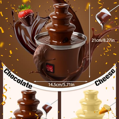 3 Tier Electric Chocolate Fondue Fountain Machine with 200 Bamboo Skewers