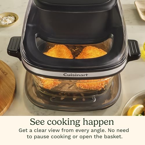 Cuisinart ClearView 4-Quart Air Fryer with Glass Basket and PFAS-Free Ceramic Nonstick Crisper Plate, 5 Cooking Functions, 2 Custom Presets, Adjustable Temperature up to 450°F, 3-Year Warranty, AFC-4