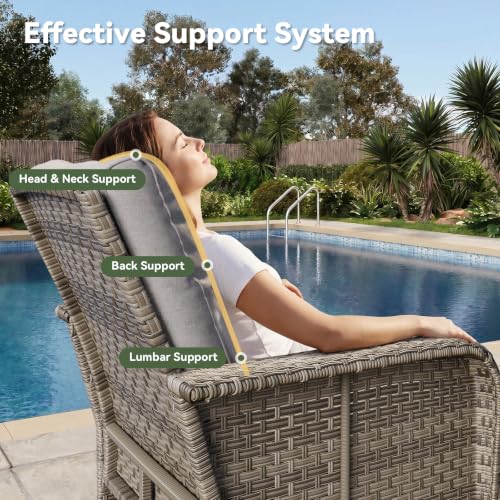Aoxun 7-Piece Wicker Rattan Patio Furniture Set with 44" Fire Pit Table