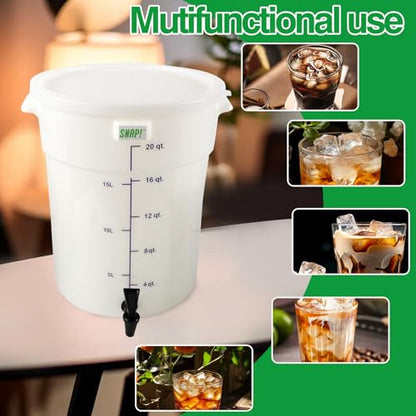 Snap! 5 Gallon Cold Brew Coffee Maker – Low Acid Commercial Cold Brew System with Dual Filtration for Smooth Coffee -Cold Brew Coffee Set-White