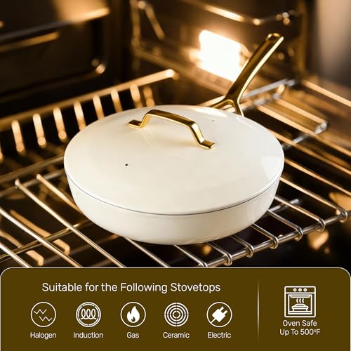 Gotham Steel Modern 11 Pc Ceramic Cookware Set, Elegantly Designed Pots and Pans Set Non Stick with Steamer, Induction Bottom, Premium Stay Cool Handles, Non Toxic PFOA Free, Oven & Dishwasher Safe