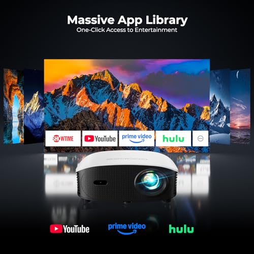 GooDee AI Smart Mini Projector with WiFi and Bluetooth - FHD 4K Support, Compatible with Netflix/YouTube, Auto Focus & Keystone, Dolby Audio Movie Projector for Outdoor Movie Night & Bedroom Theater