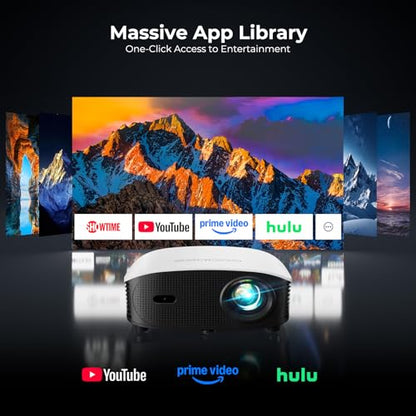 GooDee AI Smart Mini Projector with WiFi and Bluetooth - FHD 4K Support, Compatible with Netflix/YouTube, Auto Focus & Keystone, Dolby Audio Movie Projector for Outdoor Movie Night & Bedroom Theater