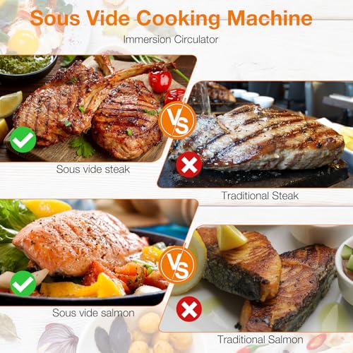 1100W Sous Vide Machine Upgraded Sous Vide Cooker Ultra-Quiet Precision Immersion Circulator with Touch Control & Digital Timer, IPX7 Waterproof Sous Vide Cooker for Home Chefs