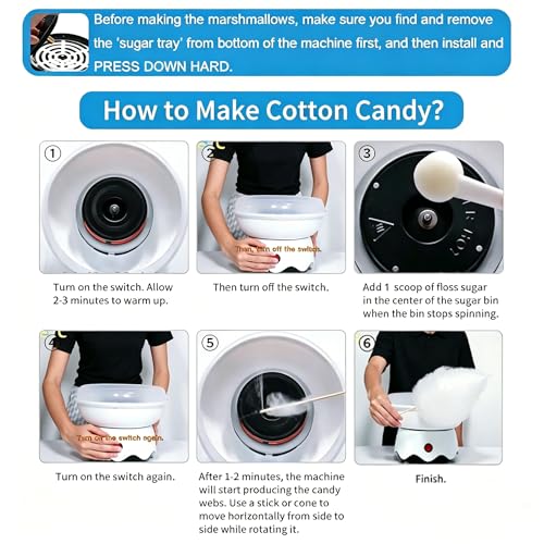 TransArcade Mini Cotton Candy Machine, Includes Sugar Scoop, Sticks Cotton Candy Maker for Birthday Party, Gifts, Home Uses