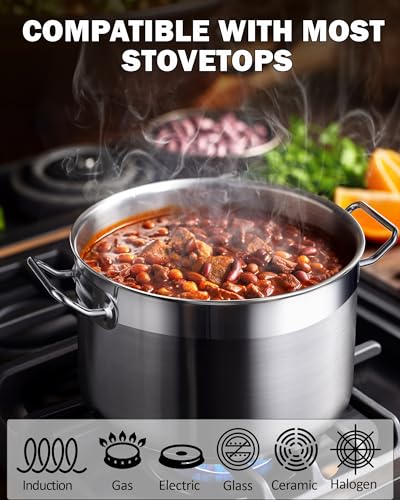 Cooks Standard Professional Stainless Steel Stock Pot with Lid, Large Pot for Cooking Pasta, Soup, Spaghetti, Oven Safe, Dishwasher Safe, Cookware for Canning, Boiling, Simmer, 16-Quart