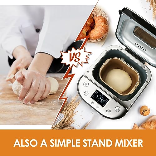 Kitchen in the box 2LB Bread Maker with Recipes Auto 15-in-1 Bread Machine Stainless Steel (SLIVER)