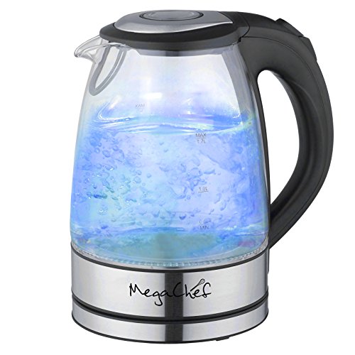 Mega Chef 1.7Lt. Glass and Stainless Steel Electric Tea Kettle