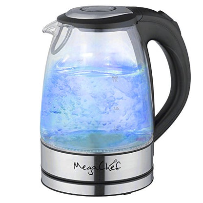 Mega Chef 1.7Lt. Glass and Stainless Steel Electric Tea Kettle