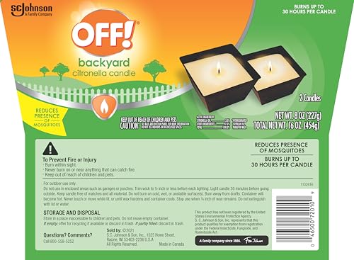 OFF! Backyard Citronella Scented Candle, Ambiance Enhancing Centerpiece, Burns for up to 25 Hours, 16 oz ( Pack of 2)