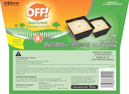 OFF! Backyard Citronella Scented Candle, Ambiance Enhancing Centerpiece, Burns for up to 25 Hours, 16 oz ( Pack of 2)
