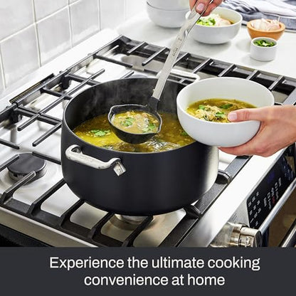 All-Clad HA1 Expert Hard Anodized Nonstick Stock Pot with Lid (8 Qt) For Pasta, Soup, Dishwasher-Safe, Oven-Safe Up to 500°F Compatible with All Stovetops (Gas, Electric & Induction) - Black