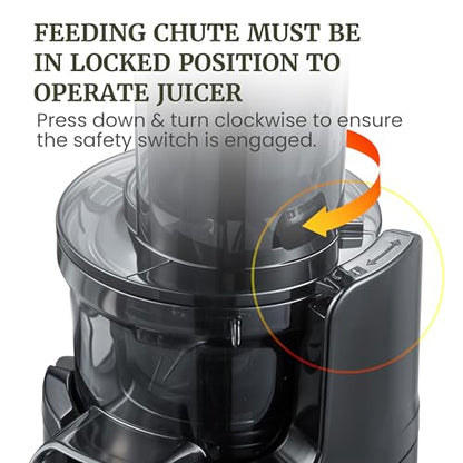 Elite Gourmet EJX600 Mini Compact Small Space-Saving Masticating Slow Juicer Cold Press Juice Extractor, Nutrient and Vitamin Dense, BPA-Free Tritan, Easy to Clean, 16 oz Juice Cup, Charcoal Grey