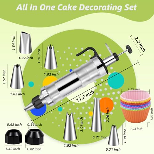 Dessert Decorating Syringe Set, Cake Decorating Kit, Stainless Steel Baking Tools, Cupcake Decoration Supplies, All-in-One Baking Piping Solution Kit，Piping Icing Nozzles，Frosting Piping Kit