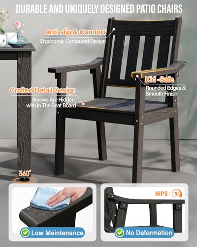 YEFU HIPS Patio Table Set: 10 Piece Outdoor Table and Chairs Dining Furniture Set with Umbrella Hole - Black Modern Plastic Dining Sets 8 Person for Outside Deck with Metal Aluminum Frame
