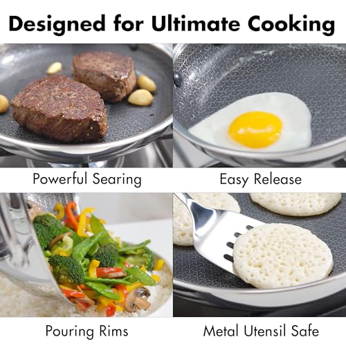OXO Hybrid 12” Nonstick Wok with Glass Lid, PFAS-Free Ceramic Stir-Fry Pan, Induction & All Cooktop Compatible, Dishwasher Safe, Fusion Boost Tech for Powerful Searing, Mirror Polished Tri-Ply