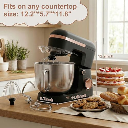 6.5 Qt 10-Speed Tilt-Head Stand Mixer with Dough Hook, Whisk, Beater & Splash Guard, Electric Kitchen Mixer for Baking, Cakes, Bread, and Home Cooking (Black)