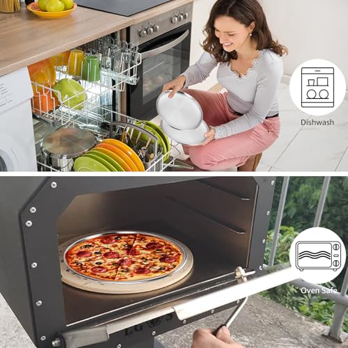 LANIAKEA 8 Pieces Stainless Steel Pizza Pans 8 Inch Round Pizza Oven Baking Serving Plate Tray Non-Stick Coating Pizza Plate for Pizza Pie Cookie, Baking, Serving, Dishwasher Safe