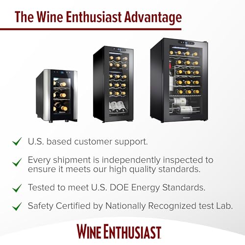 Wine Enthusiast 6-Bottle Countertop Wine Cooler – Compact Mini Fridge for Kitchen or Bedroom with 3 Shelves, Energy-Efficient Cooling, Adjustable Digital Temperature Control